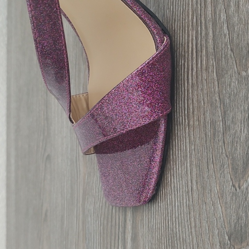 New Unisa ZENNIE Purple Glitter High Heel Strappy Sandals Size 9 D'Orsay Sides - Picture 2 of 11